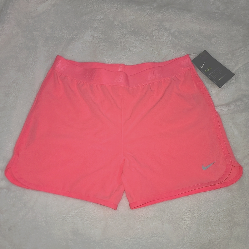 NEW Girls Nike Coral Golf Shorts workout pink sz L